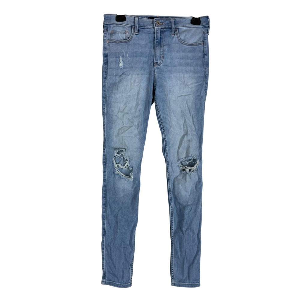 Hollister High-Rise Super Skinny Jeans Womens 7R Blue Light Wash Distressed